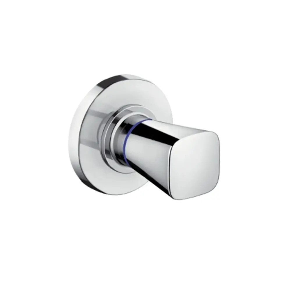 Hansgrohe Absperrventil in Chrom, runde Wandplatte mit quadratischem Drehknopf, geeignet für die Unterputzmontage.